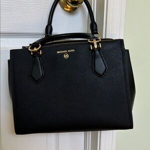 Michael Kors Black Satchel with Gold Accents